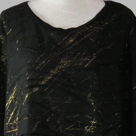 Simply Vera Wang Long Sleeve Black & Gold Abstract Design Blouse Size XL (C642) - Picture 1 of 6